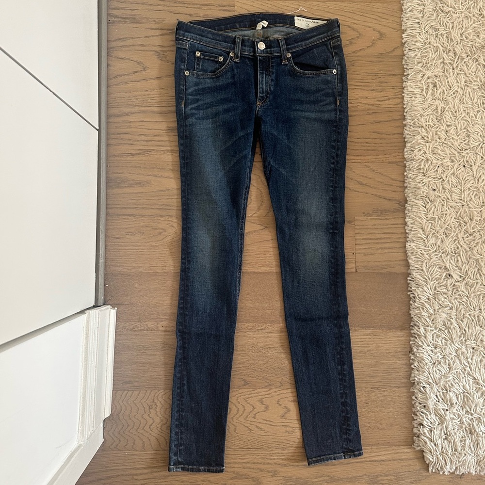 Rag and bone skinny low rise, dark blue jean